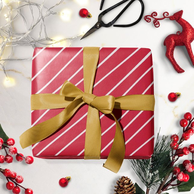 Papier Cadeau Papier à enveloppement de Noël Rouge avec bandes b (Créateur téléchargé)