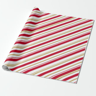 Papier Cadeau Papier à enveloppement de Noël - Rouge, Blanc, Or