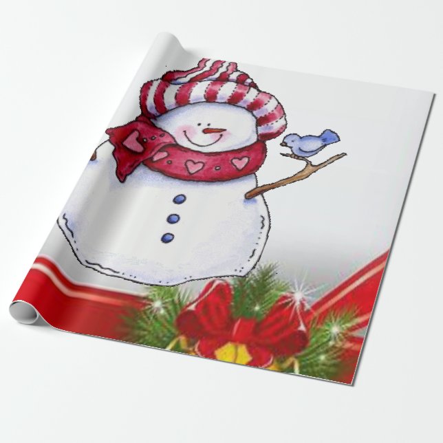 Papier Cadeau Papier à enveloppement de Noël Snowman (Déroulé)