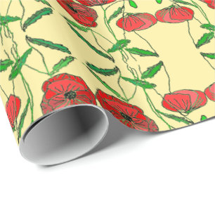 Papier Cadeau Papier à enveloppement de pavot rouge - Choisissez