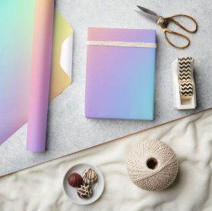 Papier Cadeau Papier à enveloppement dégradé Pastel Rainbow