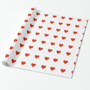 Papier Cadeau Papier à enveloppement des Coeurs rouges