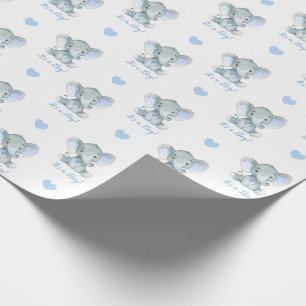 Papier Cadeau Papier à enveloppement éléphant (bleu personnalisé