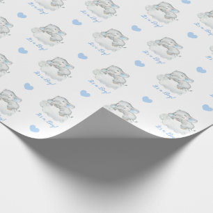 Papier Cadeau Papier à enveloppement éléphant (bleu personnalisé