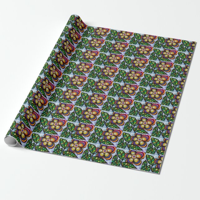 Papier Cadeau Papier à enveloppement floral (Déroulé)