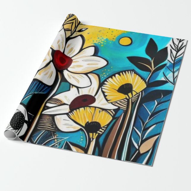 Papier Cadeau Papier à enveloppement floral (Déroulé)