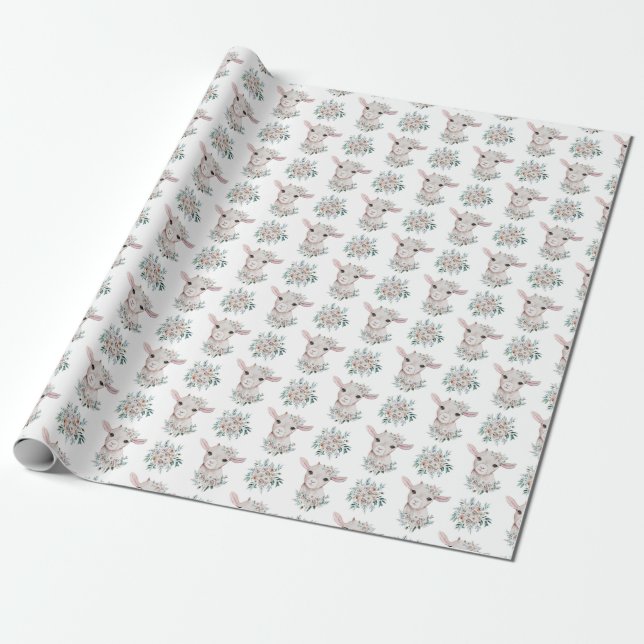 Papier Cadeau Papier à enveloppement floral pour chèvre (Déroulé)