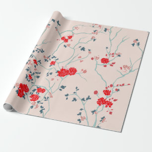 Papier Cadeau Papier à enveloppement floral rouge