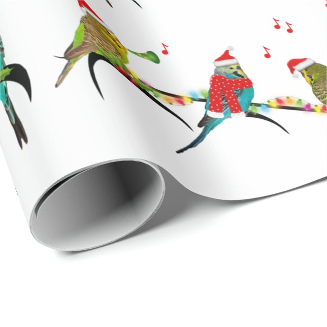 Papier Cadeau Papier à enveloppement français de Noël Budgie (Coin rond)