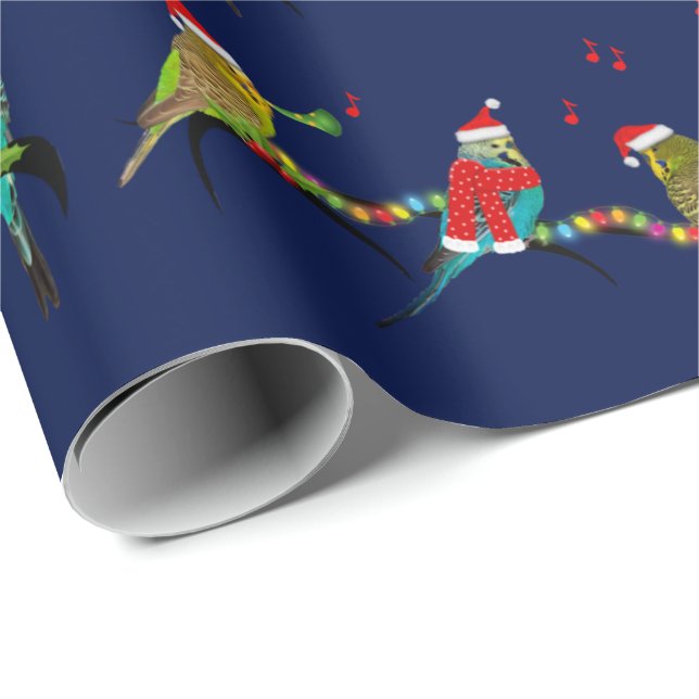 Papier Cadeau Papier à enveloppement Frenzy de Noël Budgie (Mari (Coin rond)
