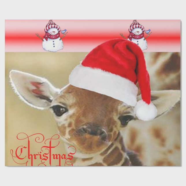 Papier Cadeau Papier à enveloppement Giraffe Noël (Plat)