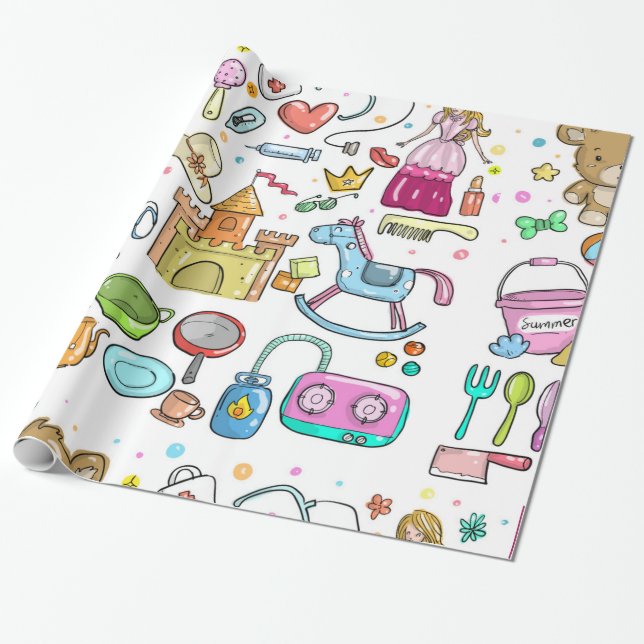 Papier Cadeau Papier à enveloppement Girlie Things (Déroulé)