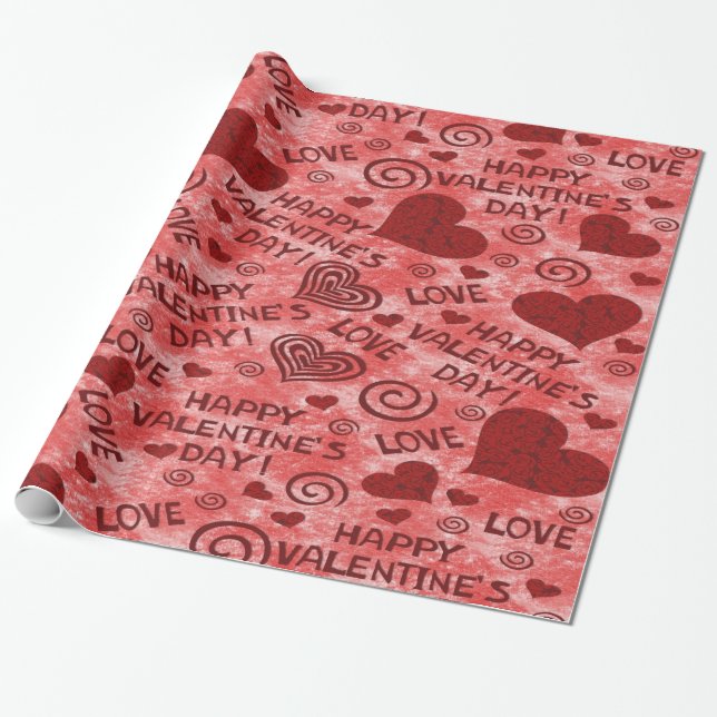 Papier Cadeau Papier à enveloppement Heureuse Sainte-Valentin ro (Déroulé)