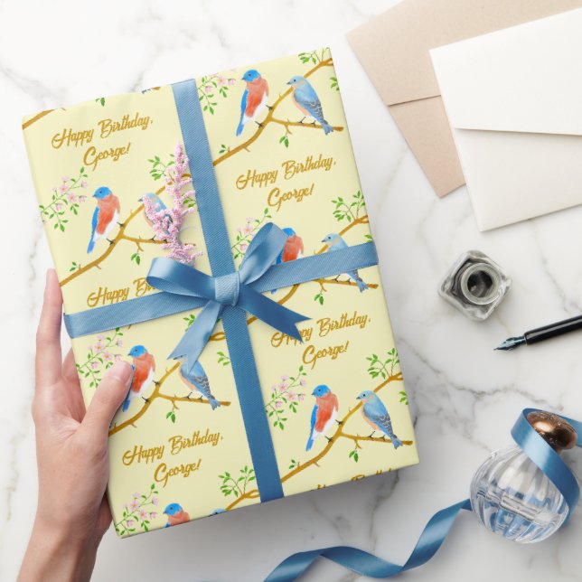 Papier Cadeau Papier à enveloppement jaune Bleu (Cadeaux)