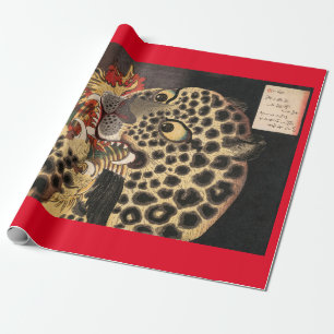 Papier Cadeau Papier à enveloppement LEOPARD JAPONAIS