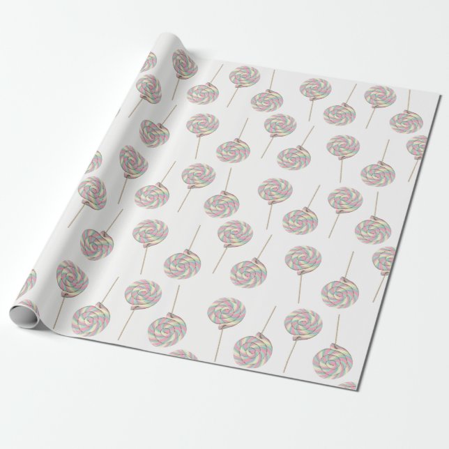 Papier Cadeau Papier à enveloppement Lollipop rose (Déroulé)
