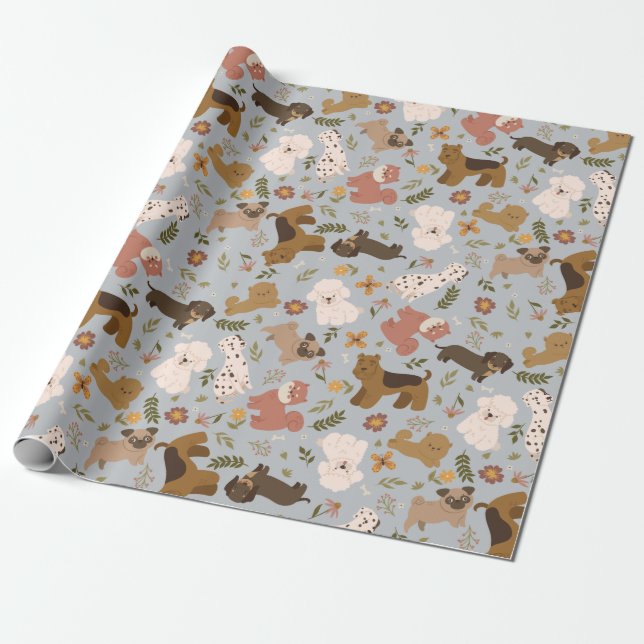 Papier Cadeau Papier à enveloppement Motif de chiot (Déroulé)