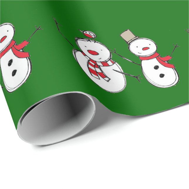 Papier Cadeau Papier à enveloppement Motif de Noël des neigeurs (Coin rond)