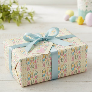 Papier Cadeau Papier à enveloppement Motif lapin et oeuf de Pâqu