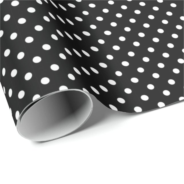 Papier Cadeau Papier à enveloppement noir blanc Pois (Coin rond)