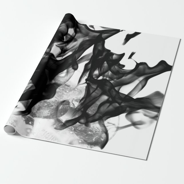 Papier Cadeau Papier à enveloppement noir et blanc pour fumée (Déroulé)