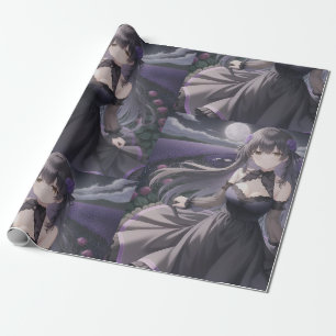 Papier Cadeau Papier à enveloppement noir et pourpre Anime