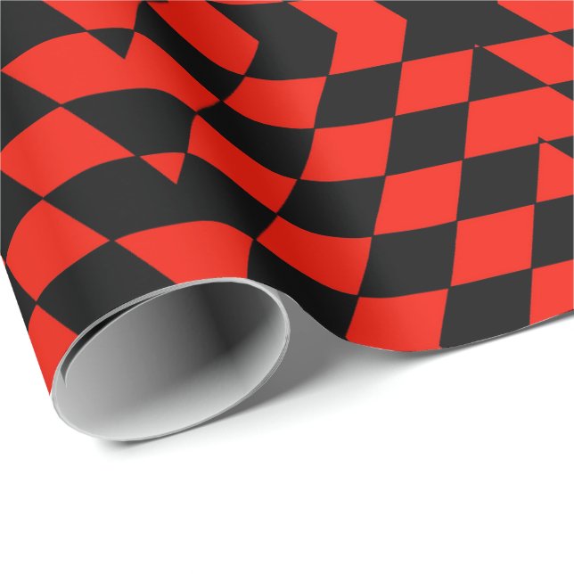 Papier Cadeau Papier à enveloppement noir et rouge (Coin rond)