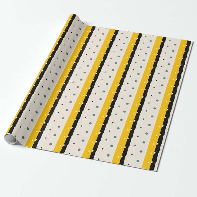 Papier Cadeau Papier à enveloppement noir jaune (Déroulé)