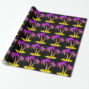 Papier Cadeau Papier à enveloppement noir Palm Trees