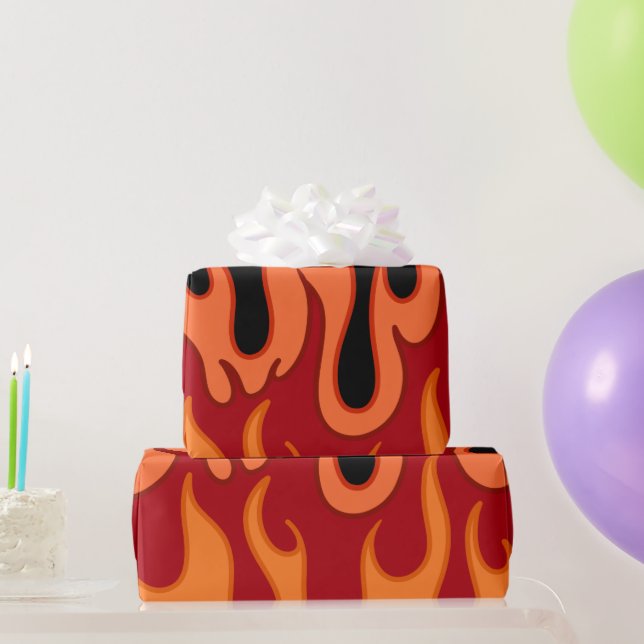 Papier Cadeau Papier à enveloppement Orange Flames (Cadeaux de fête)