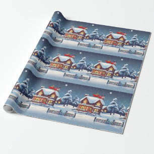 Papier Cadeau Papier à enveloppement Père Noël Chimney