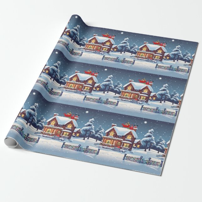 Papier Cadeau Papier à enveloppement Père Noël Chimney (Déroulé)