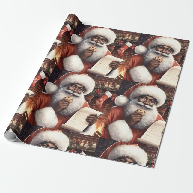 Papier Cadeau Papier à enveloppement Père Noël noir (Déroulé)