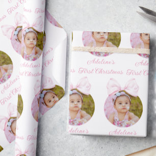 Papier Cadeau Papier à enveloppement photo pour bébé garçon rose