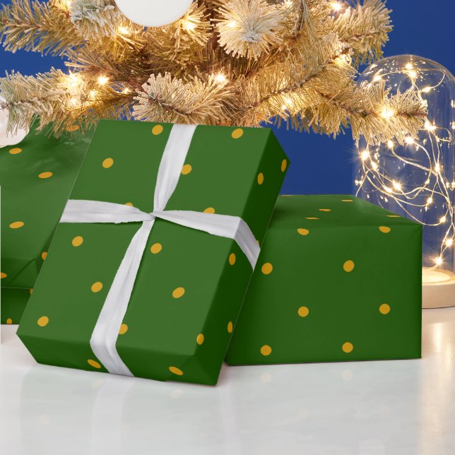 Papier Cadeau Papier à enveloppement Pois vert et jaune (Vacances)
