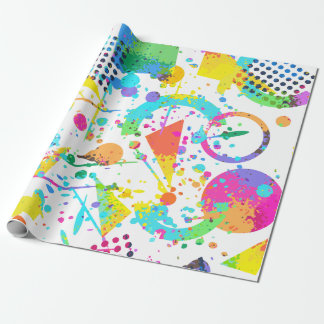 Papier Cadeau Papier à enveloppement pour cadeaux Retro Neon Mot
