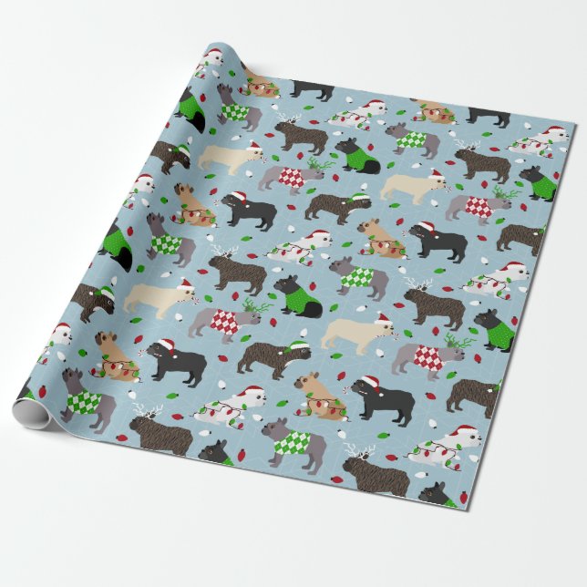 Papier Cadeau Papier à enveloppement pour chien de taureau franç (Déroulé)