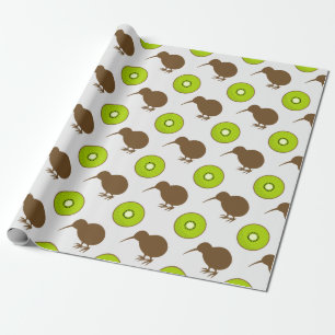 Papier Cadeau Papier à enveloppement pour oiseaux et fruits Kiwi