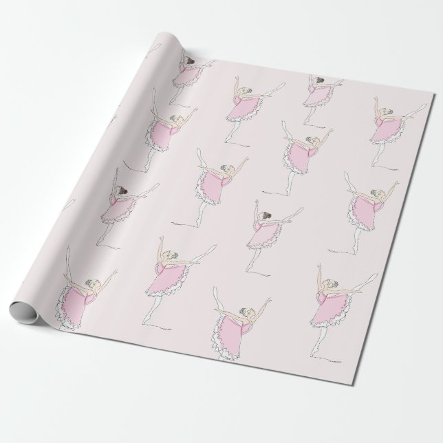 Papier Cadeau Papier à enveloppement rose Ballerina (Déroulé)