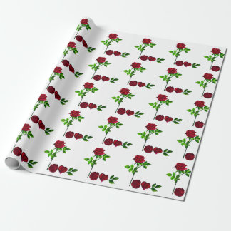 Papier Cadeau Papier à enveloppement rose LOVE - cadeau floral p