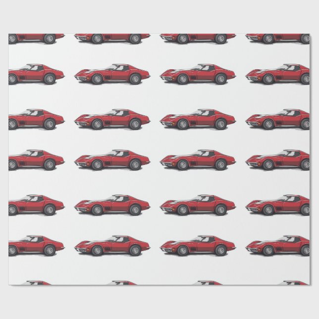Papier Cadeau Papier à enveloppement rouge Corvette (Plat)