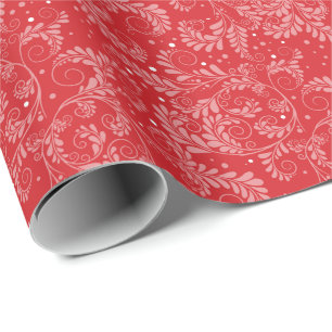 Papier Cadeau Papier à enveloppement rouge floral élégant