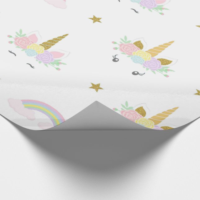 Papier Cadeau Papier à enveloppement Unicorne mignonne (Coin)