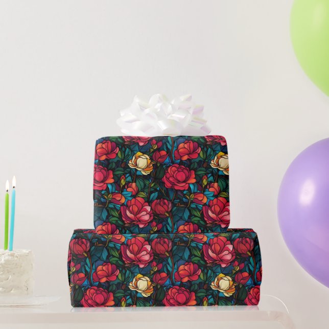 Papier Cadeau Papier à enveloppement unique Fleur Rose chic (Cadeaux de fête)