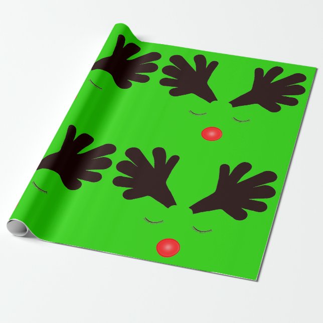 Papier Cadeau Papier à enveloppement vert Rudolph (Déroulé)