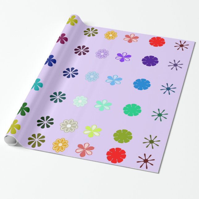 Papier Cadeau Papier à enveloppement violet Fleurs (Déroulé)