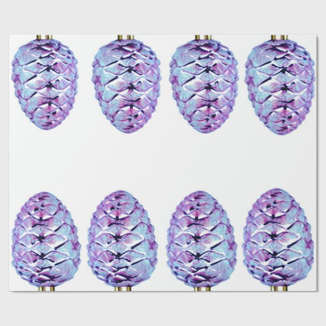 Papier Cadeau Papier à enveloppement violet Pinecones (Plat)