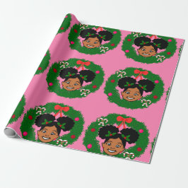Papier Cadeau Papier à envelopper, Afro-Américain fille Noël