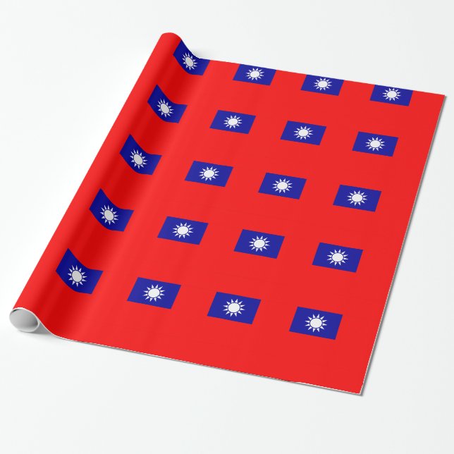 Papier Cadeau Papier à envelopper avec Drapeau de Taïwan (Déroulé)