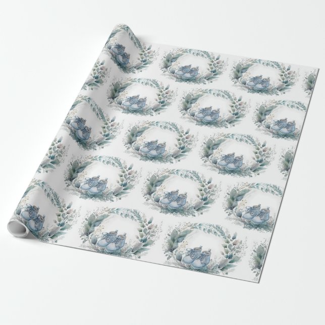 Papier Cadeau Papier à envelopper Baby Boy Douche ou fête (Déroulé)